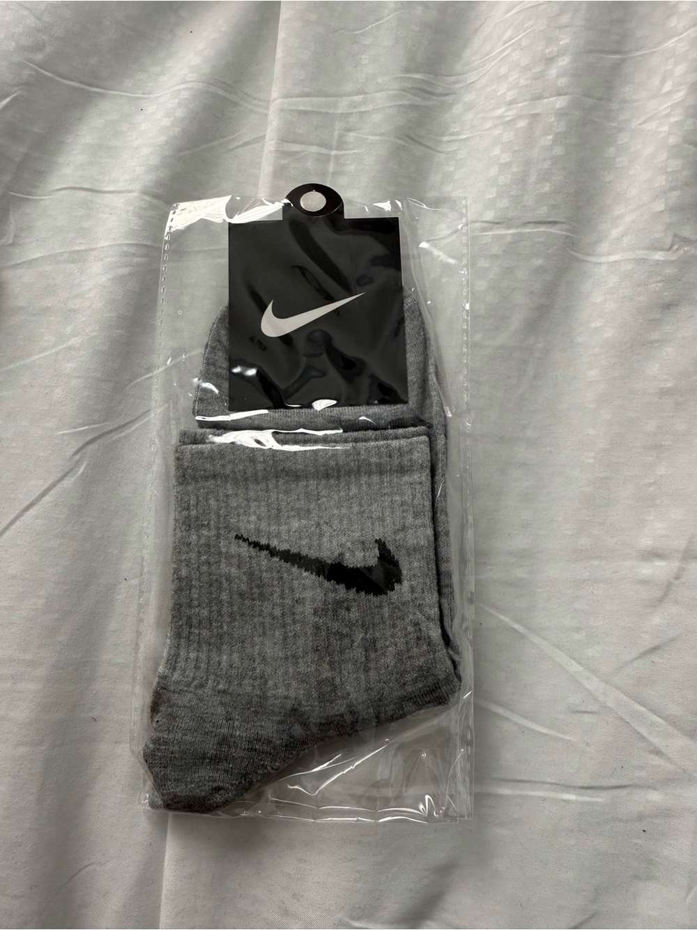Nike Men’s Grey Crew Socks with Black Swoosh - 1 Pair